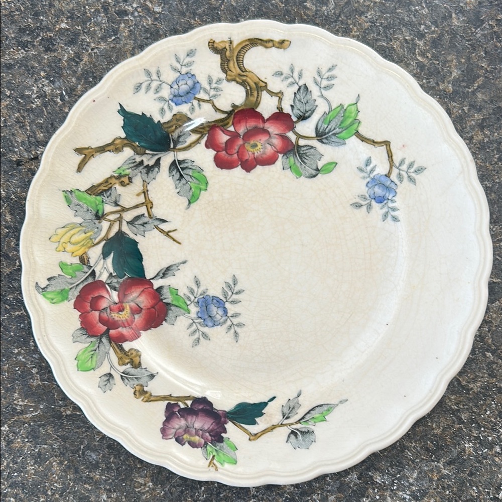 Elegant Red and Green Floral Dinnerware Plate